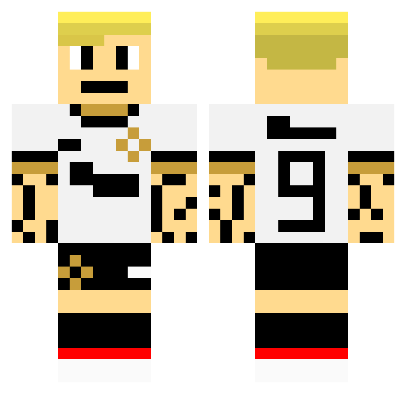 Locones Minecraft skin, front and back view