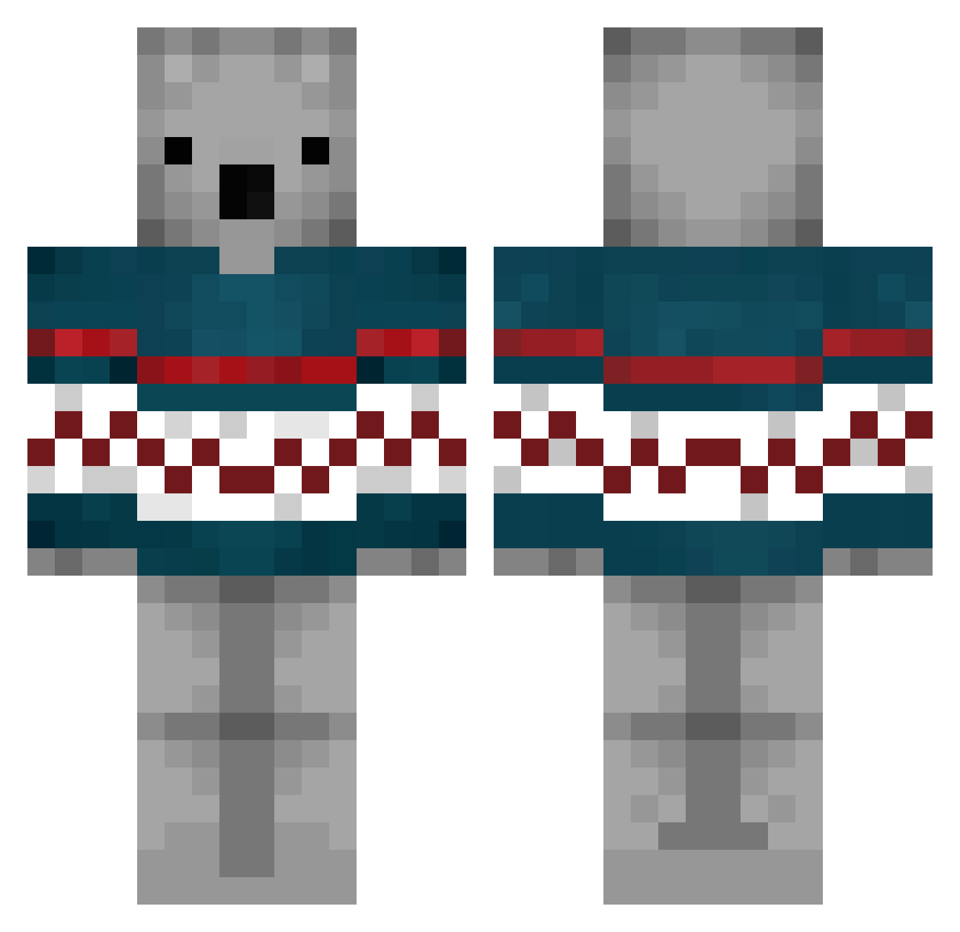 TableClothy Minecraft skin, front and back view