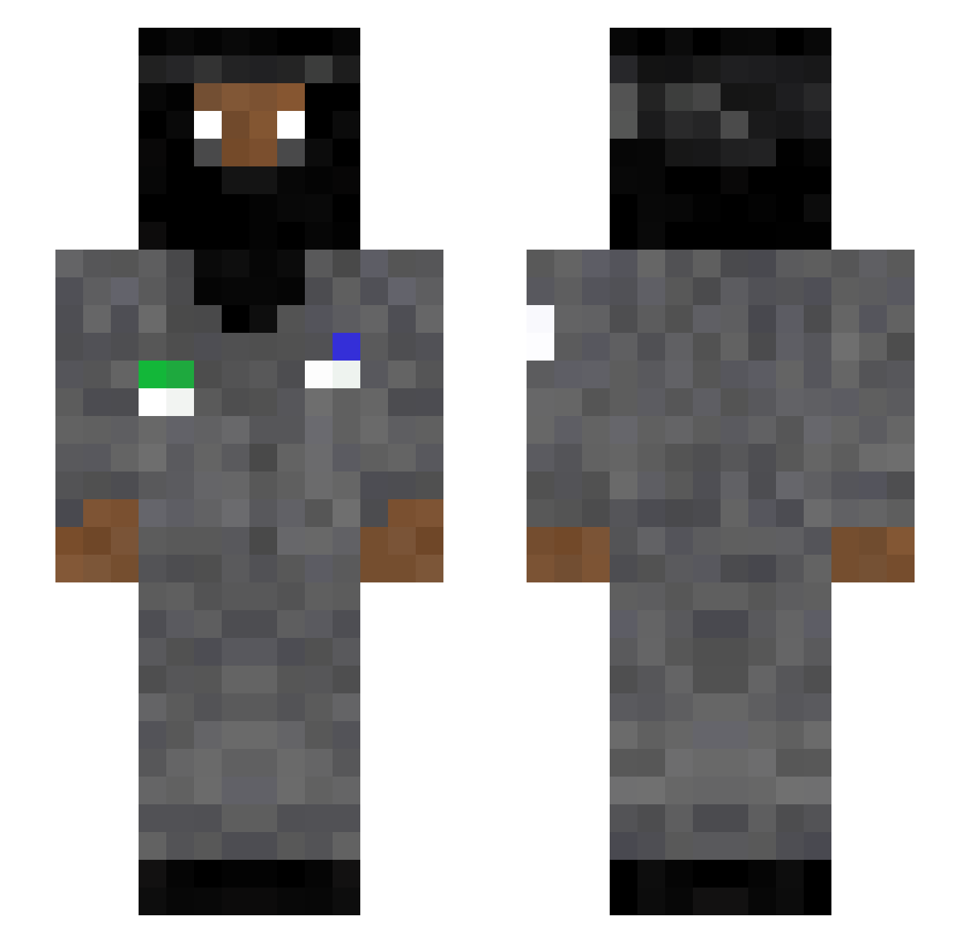 zmenk Minecraft skin, front and back view