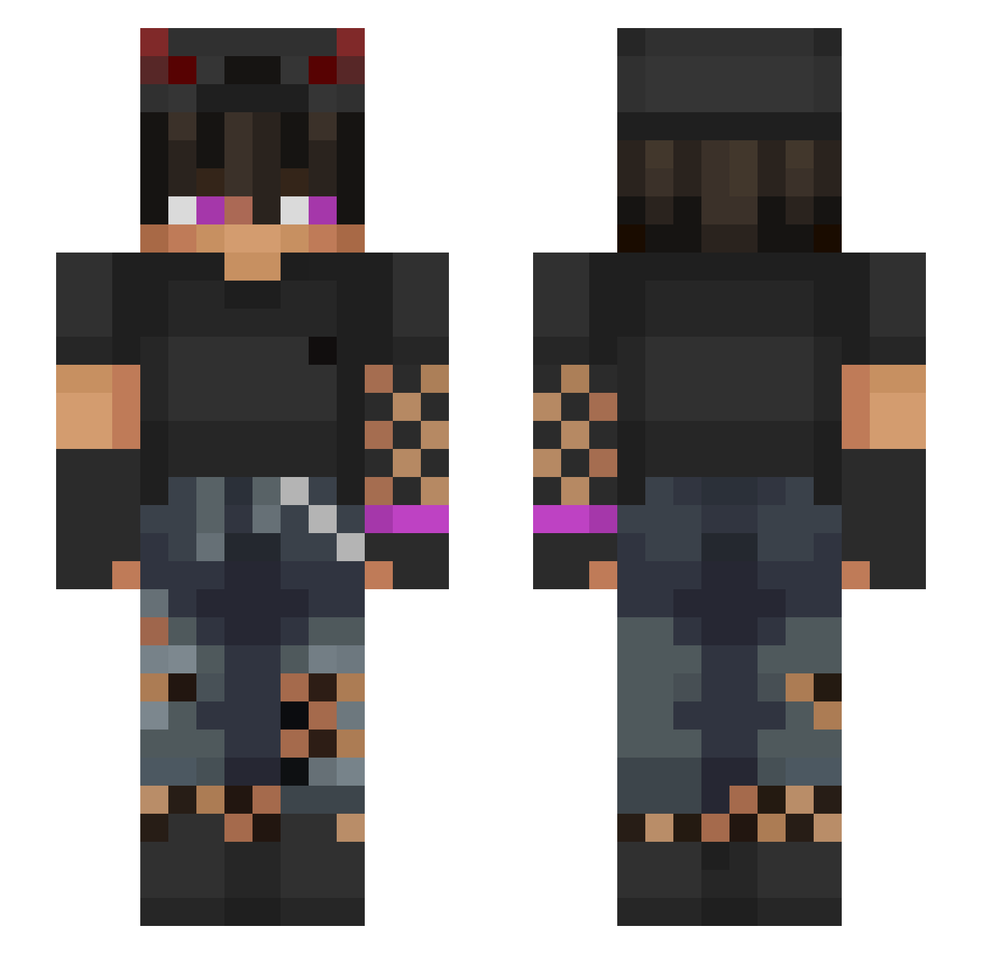 HellaMcSushi Minecraft skin, front and back view