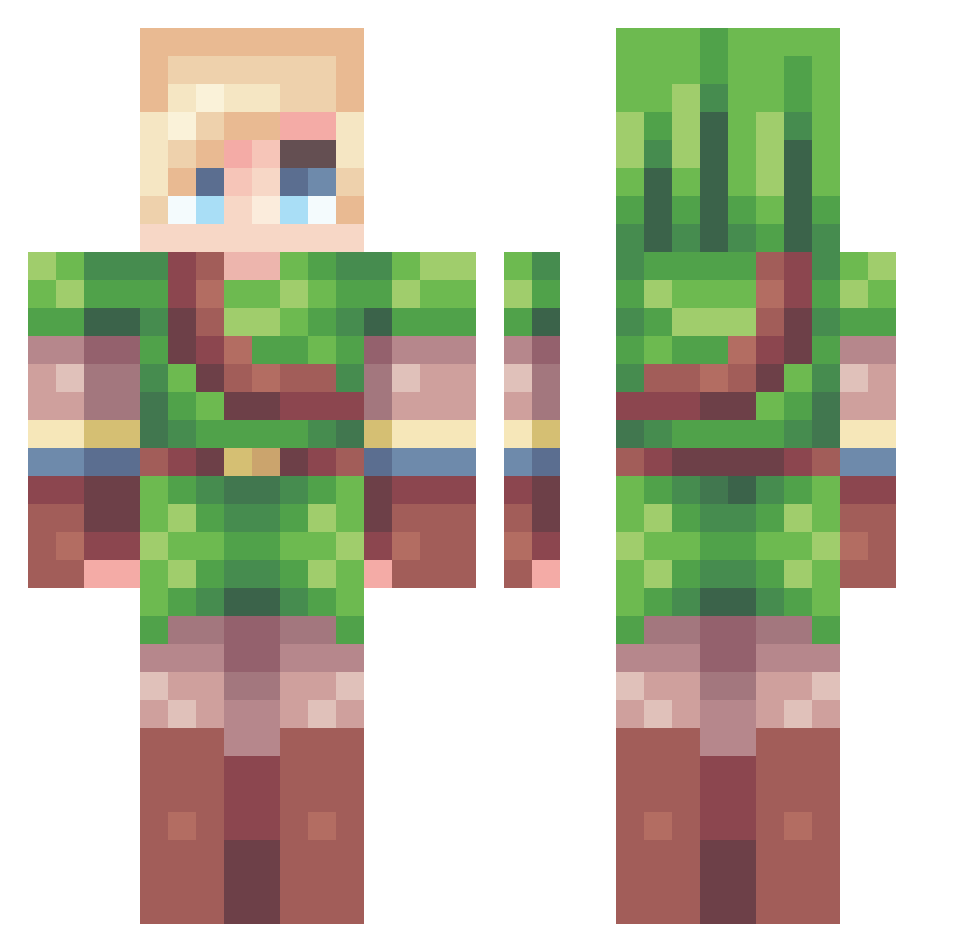 SweeBill Minecraft skin, front and back view