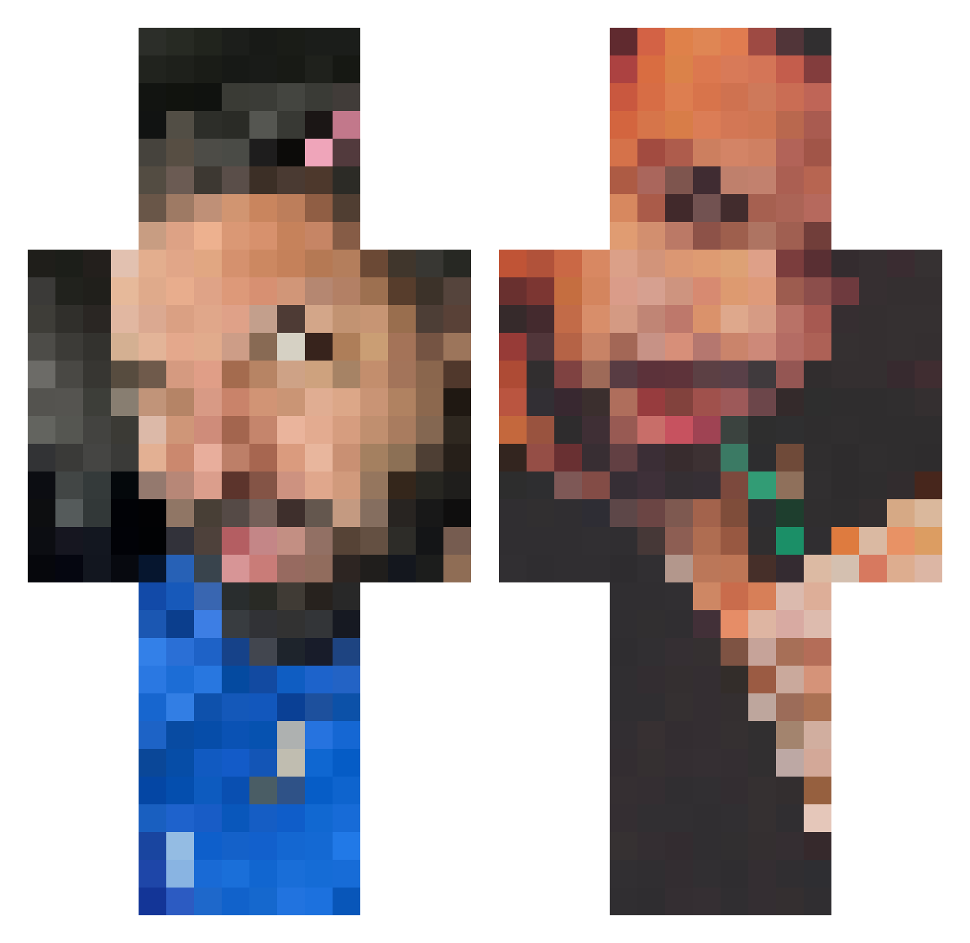 grlof Minecraft skin, front and back view