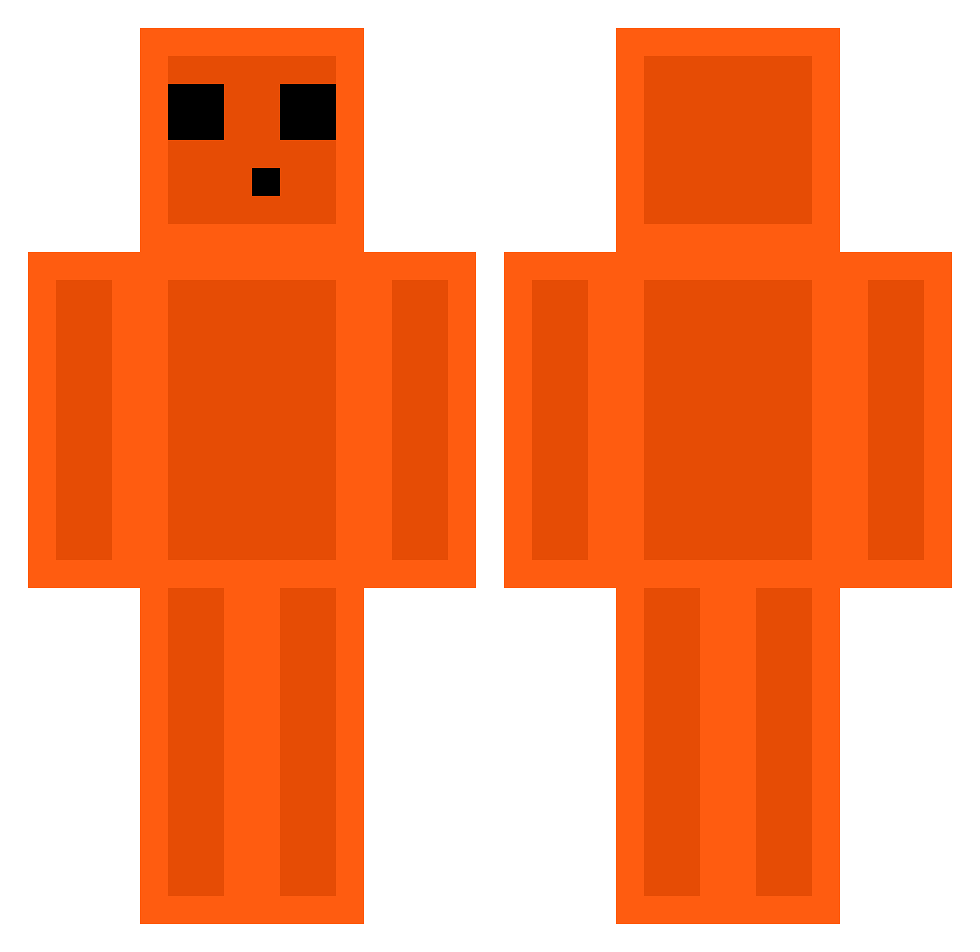 Unfreeze Minecraft skin, front and back view