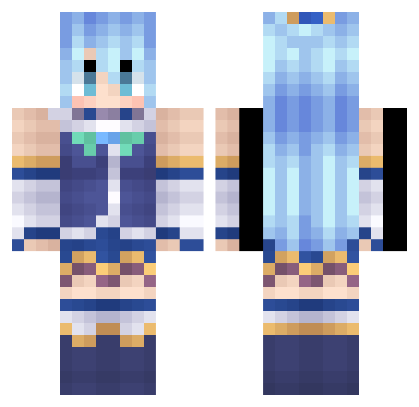 Bitsamon Minecraft skin, front and back view