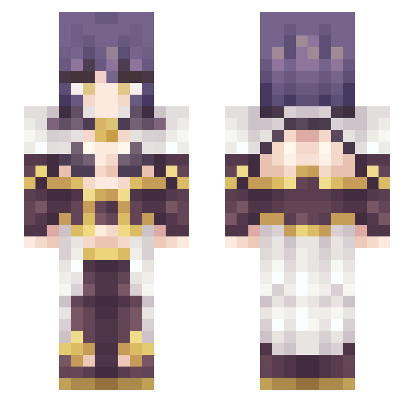 SleepyMaidTris Minecraft skin, front and back view