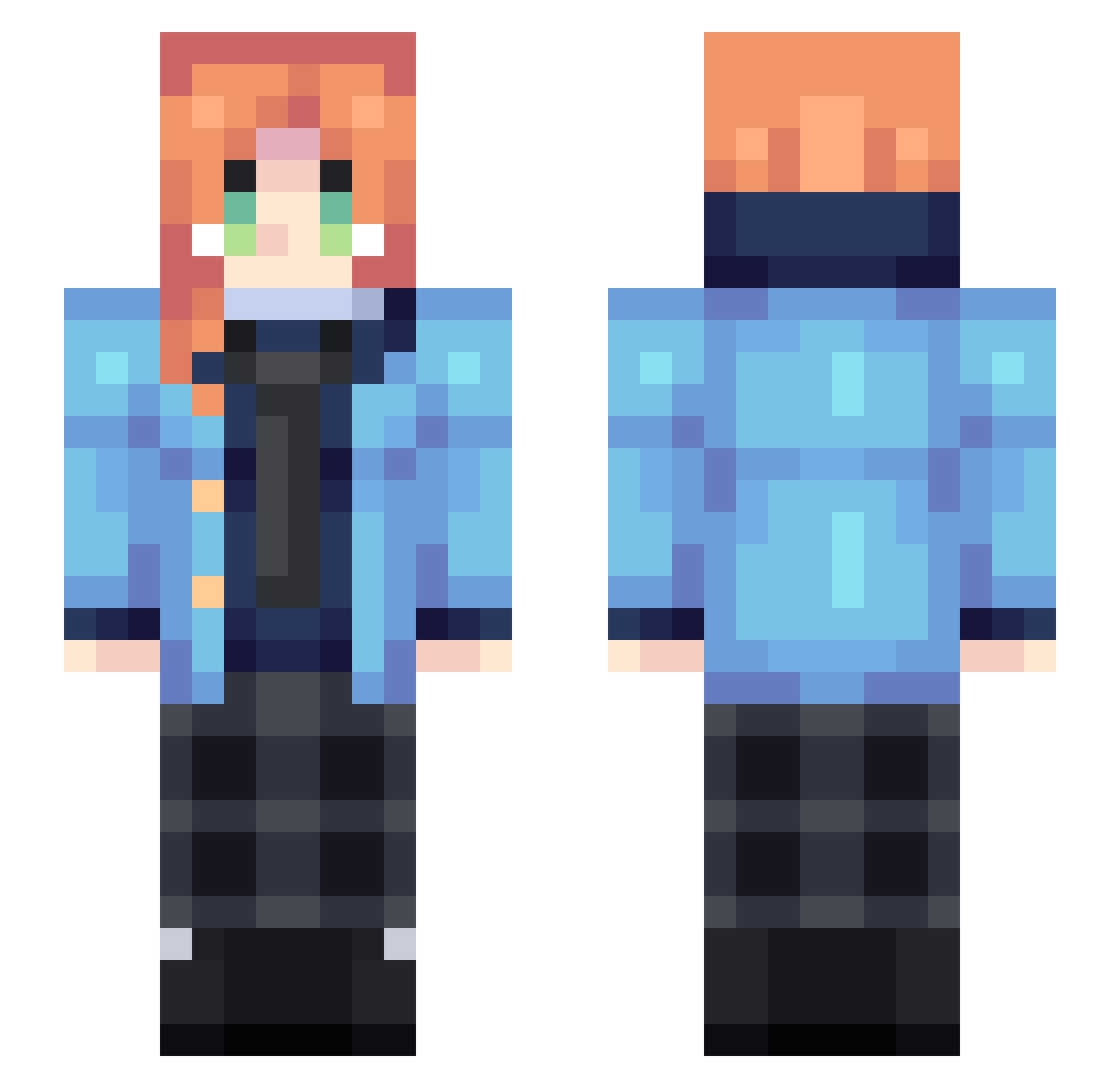 BBOBLE Minecraft skin, front and back view