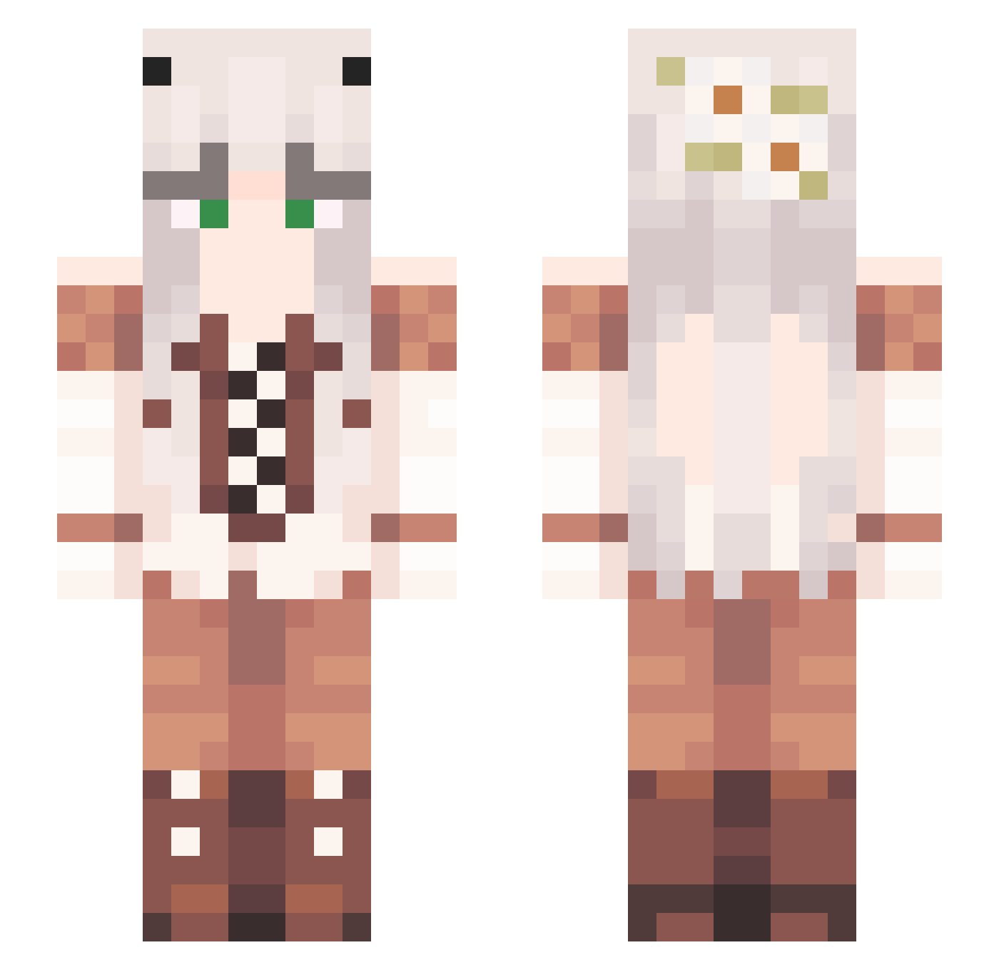 AnjelHeyes Minecraft skin, front and back view