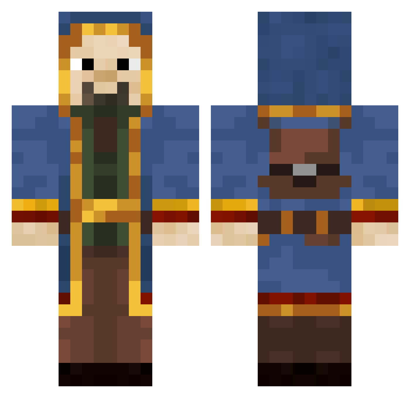 Warks_p Minecraft skin, front and back view