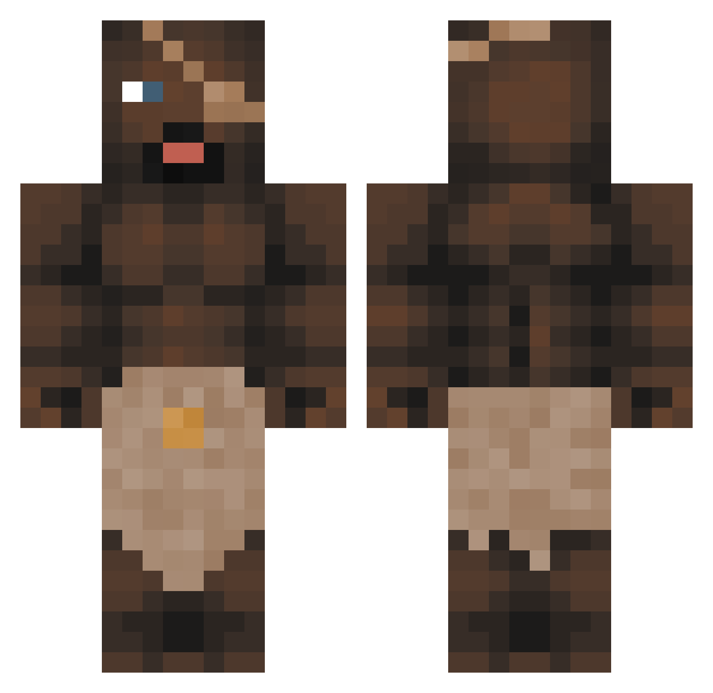 imDLXE Minecraft skin, front and back view