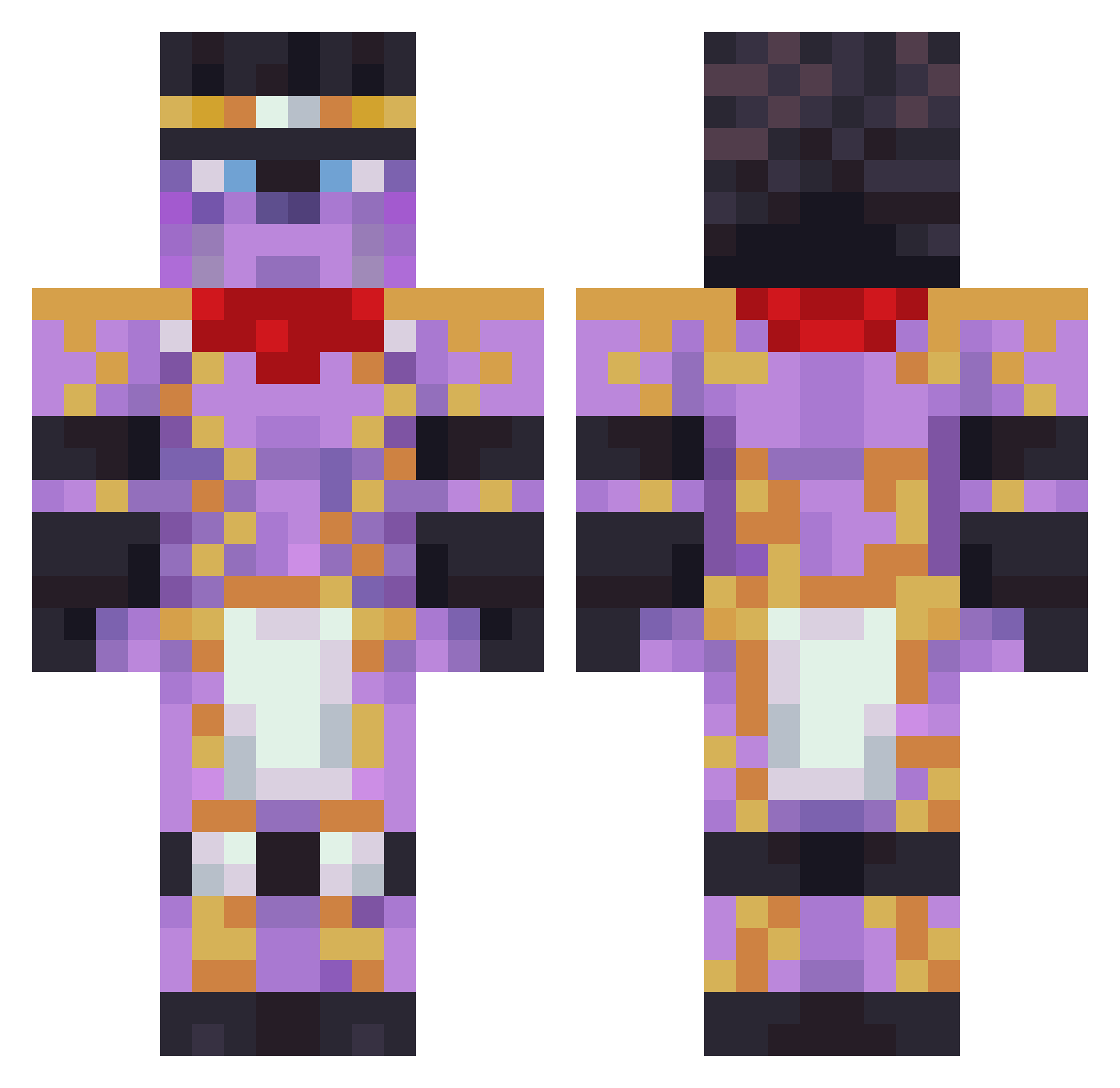 MoonKnight69 Minecraft skin, front and back view