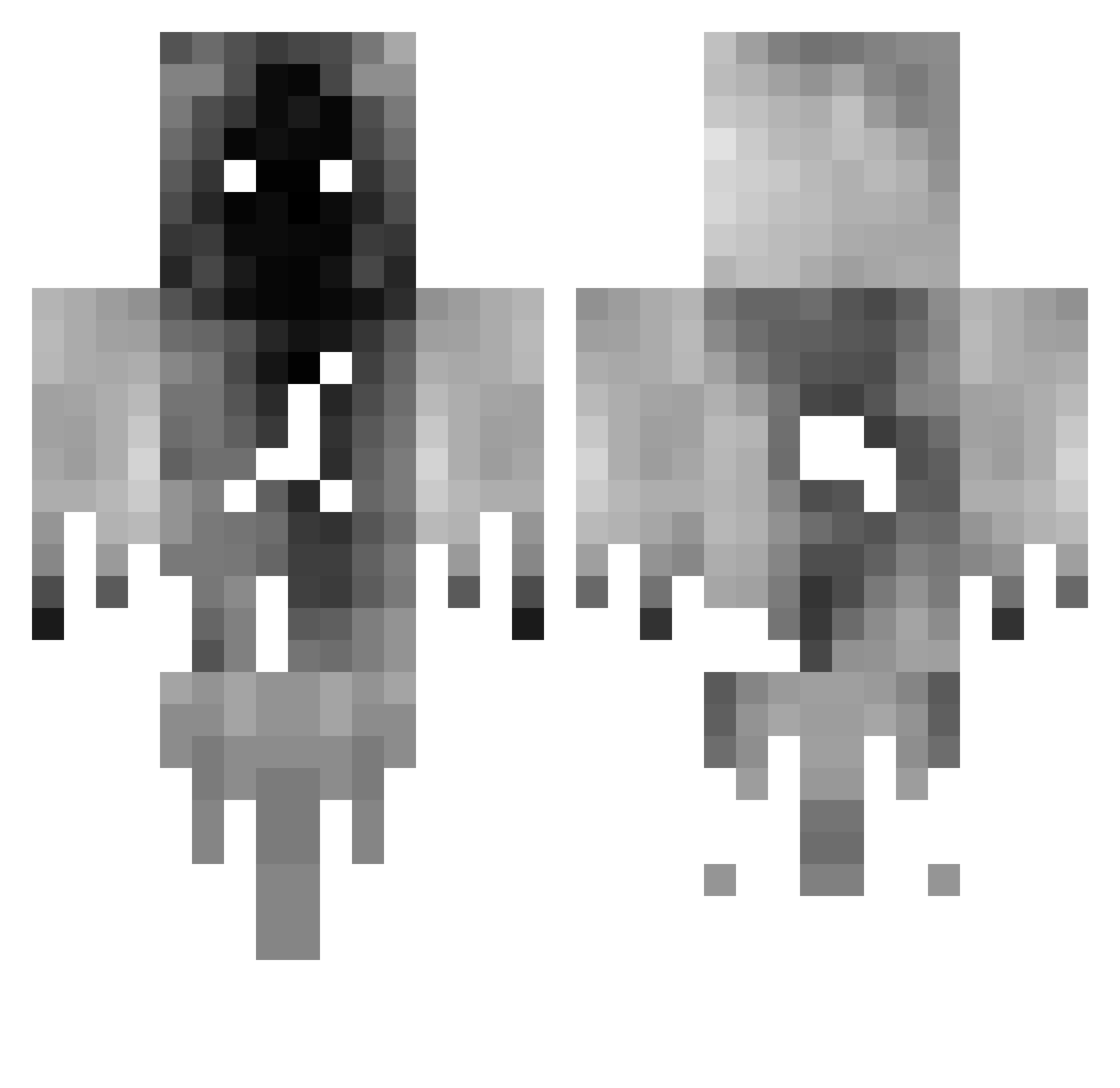 Tomfool Minecraft skin, front and back view