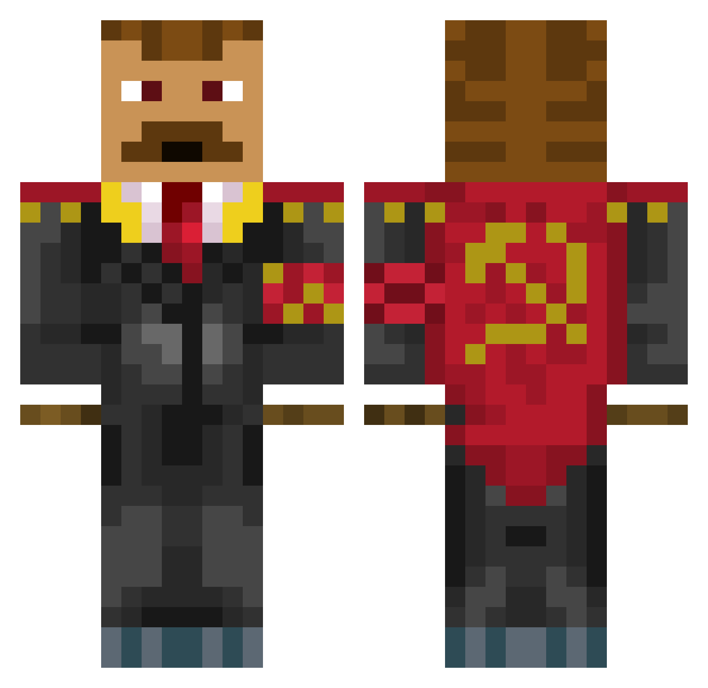 OreGGero Minecraft skin, front and back view