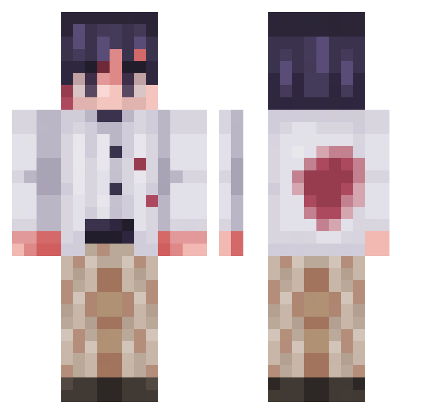 isNE0X Minecraft skin, front and back view