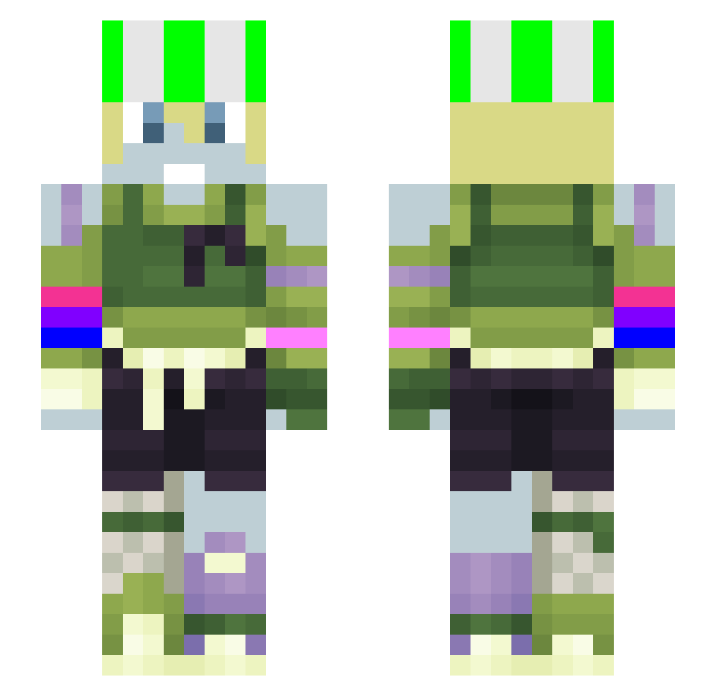 Ph1lza_Deadcraft Minecraft skin, front and back view