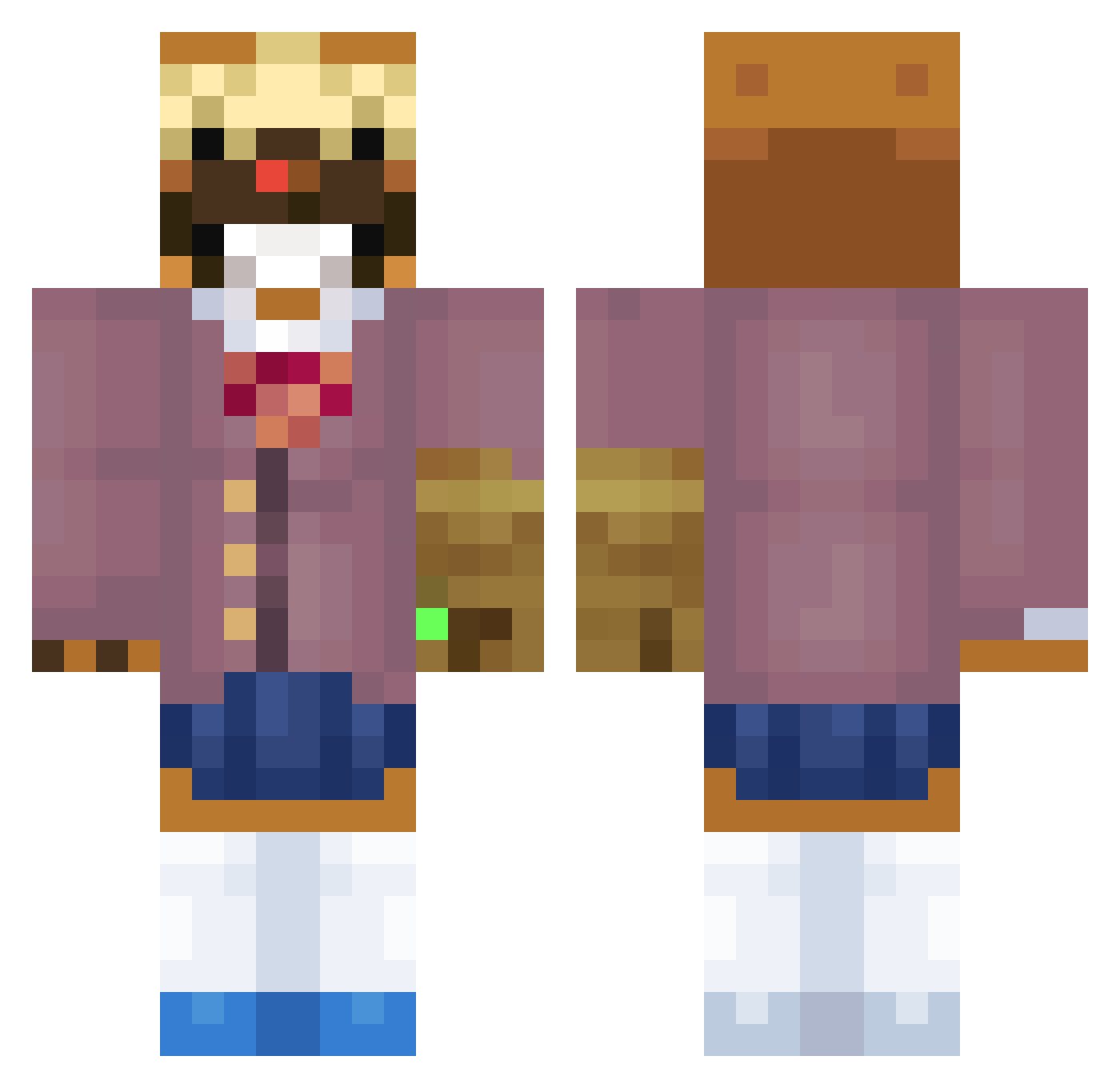 BidoofVEVO Minecraft skin, front and back view