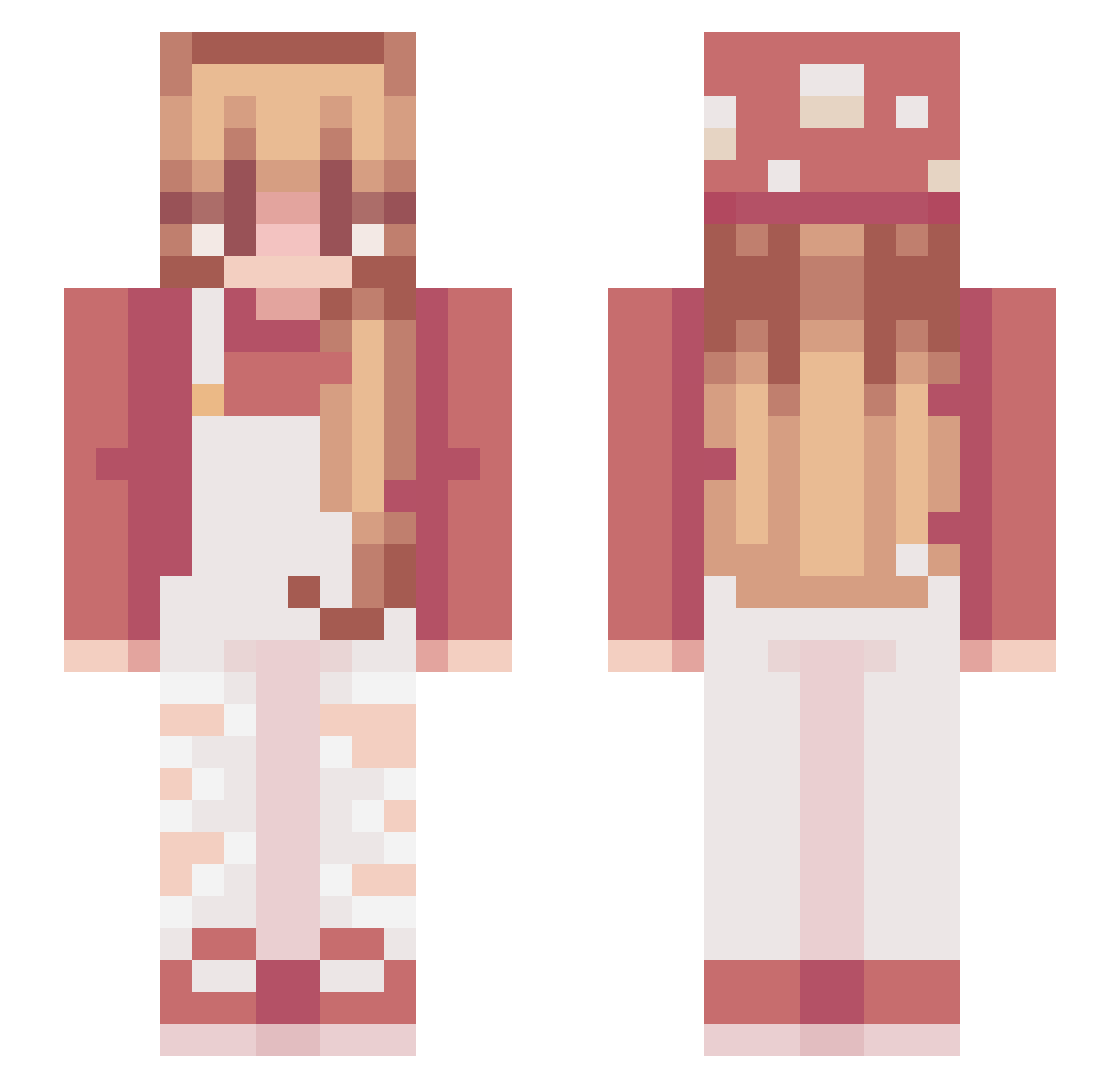 Unicornparty20 Minecraft skin, front and back view