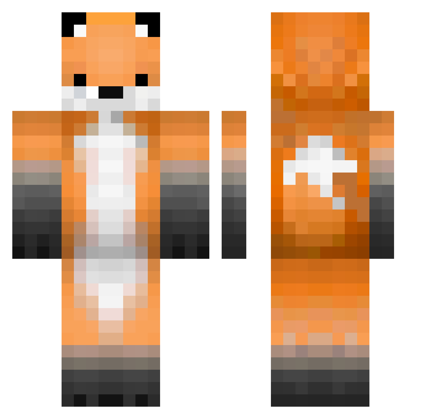 pyfoi Minecraft skin, front and back view