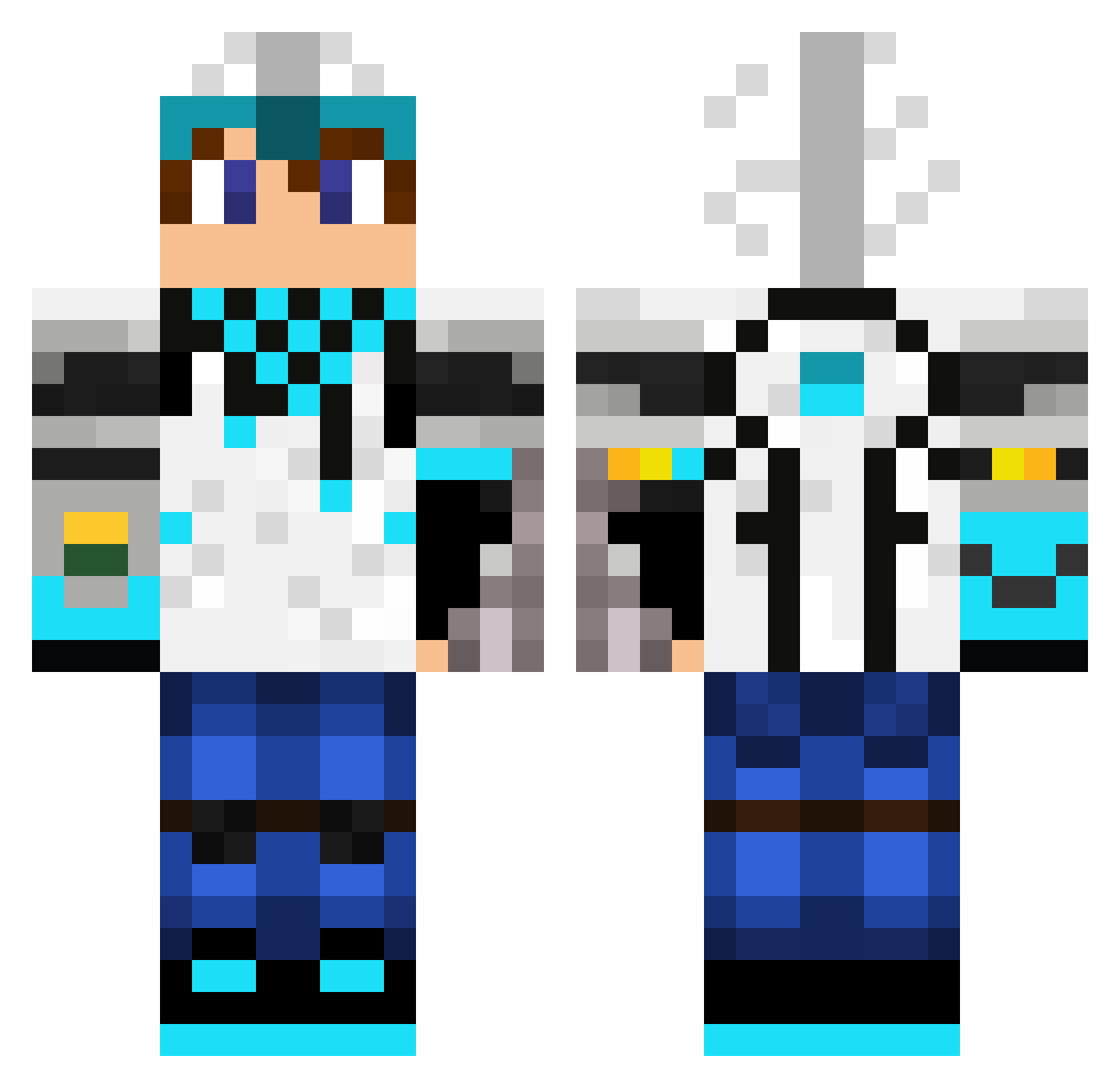Orion04 Minecraft skin, front and back view