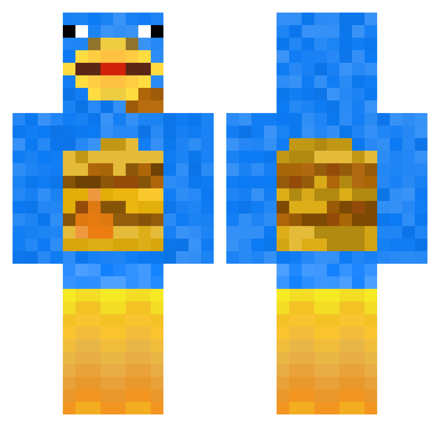 Teqkynr Minecraft skin, front and back view