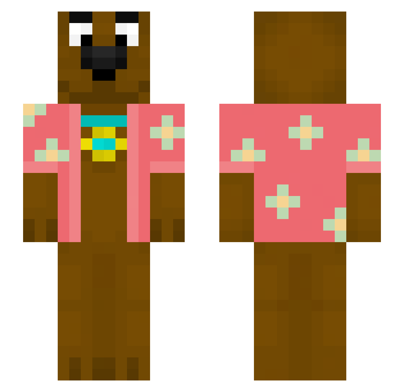 hdn2k Minecraft skin, front and back view