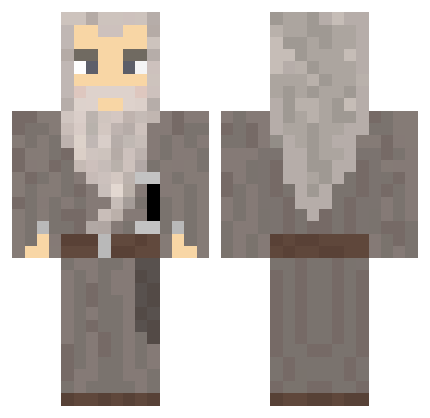 pilkman Minecraft skin, front and back view