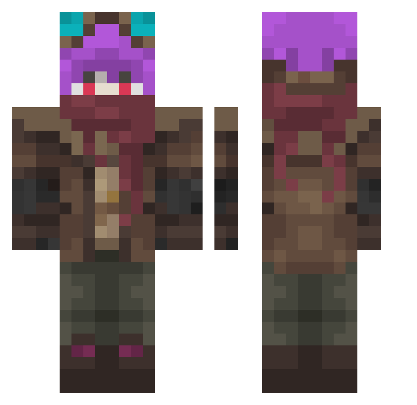 MadhatterIvy Minecraft skin, front and back view