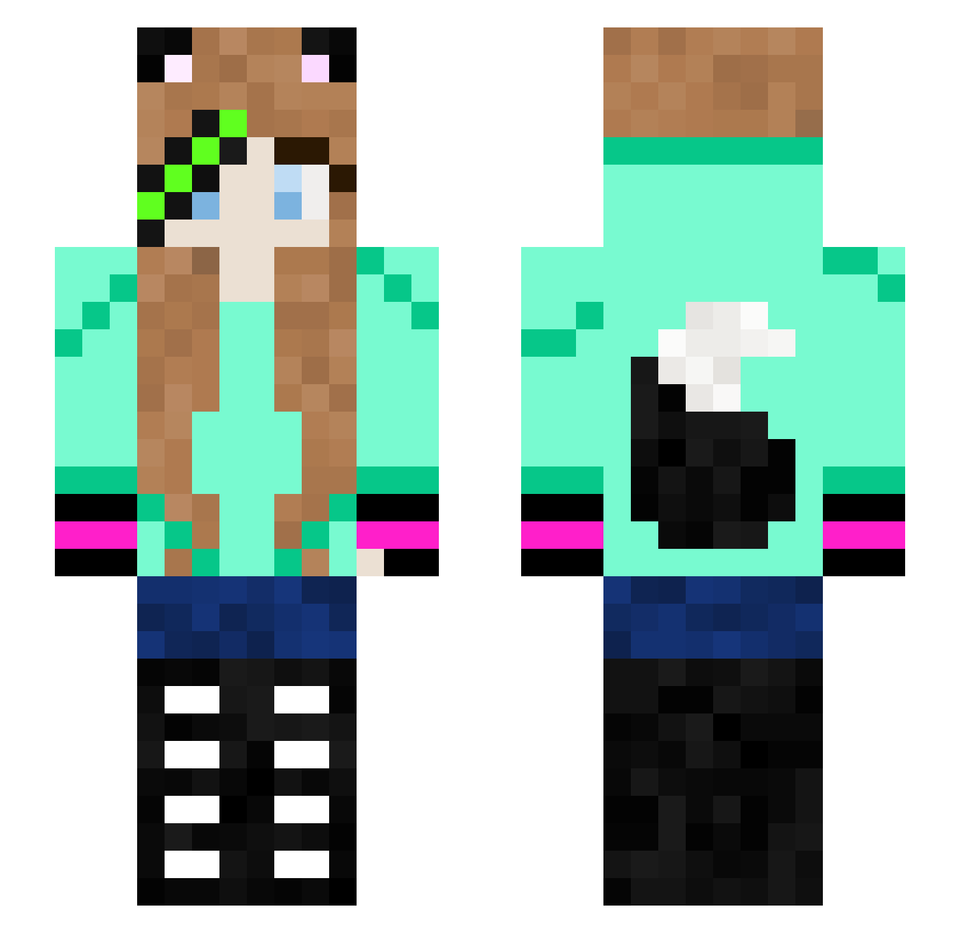 Calinmatt Minecraft skin, front and back view