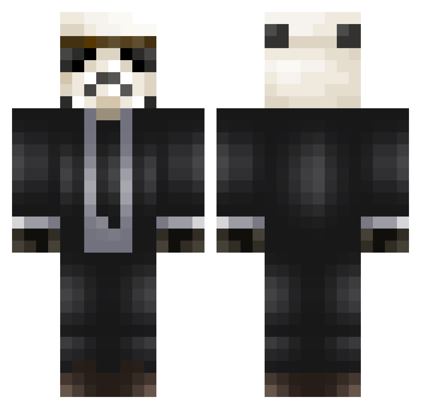 Kopatel2828 Minecraft skin, front and back view