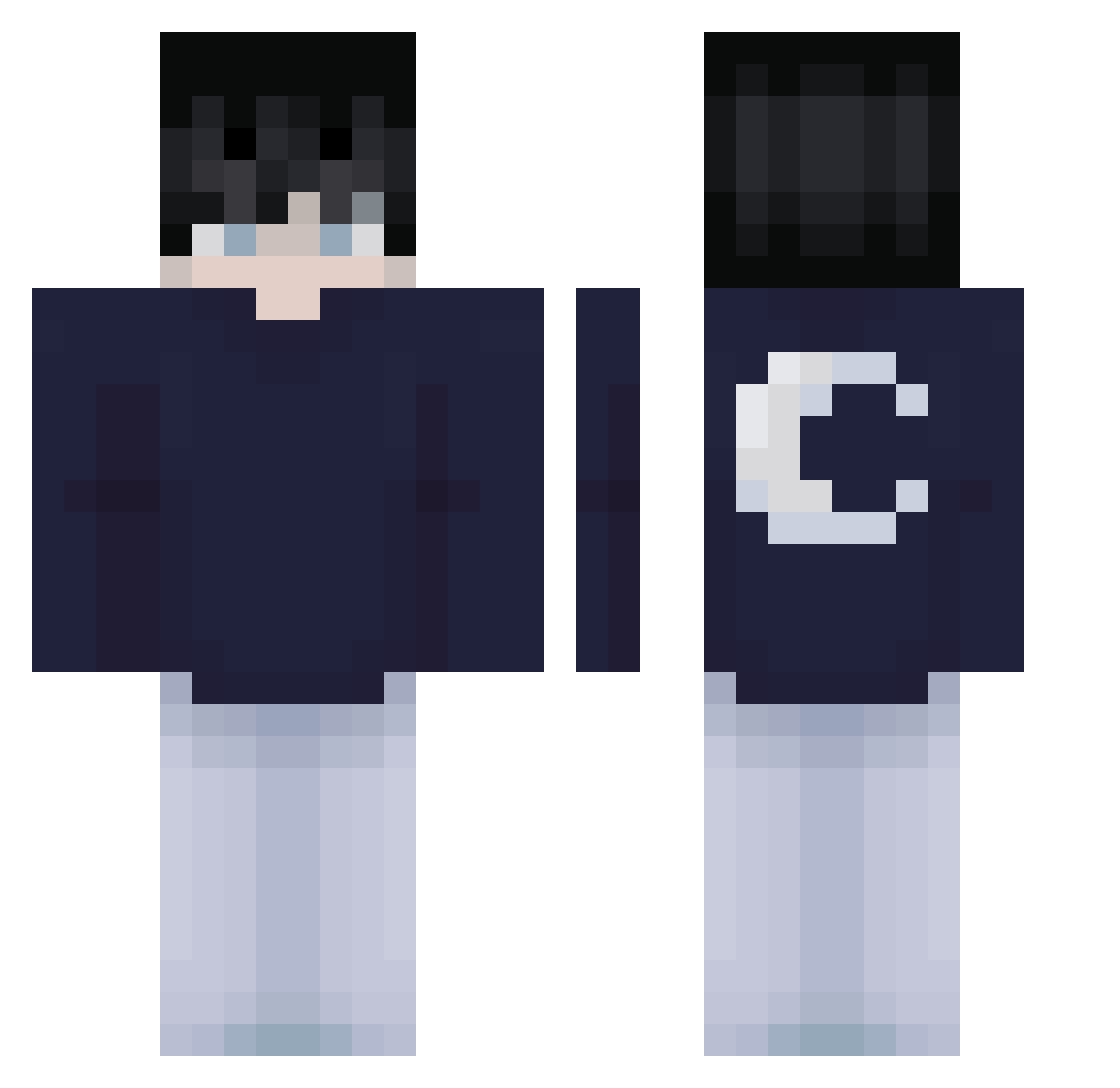 vDaNikz Minecraft skin, front and back view