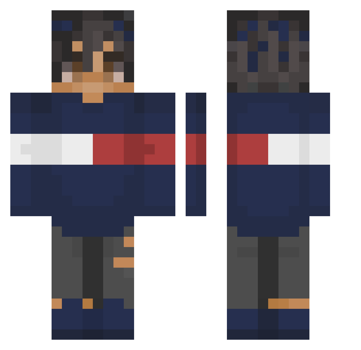 Skw1zy Minecraft skin, front and back view