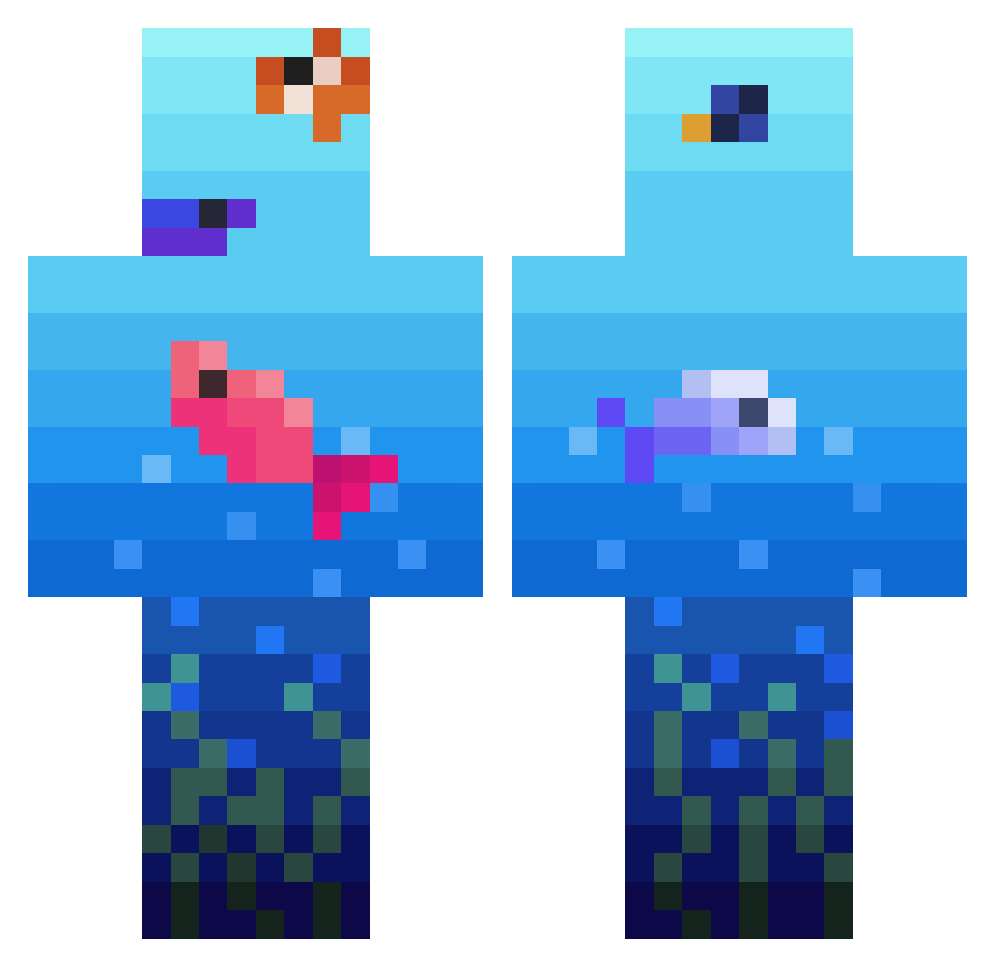 Adamisback0701 Minecraft skin, front and back view