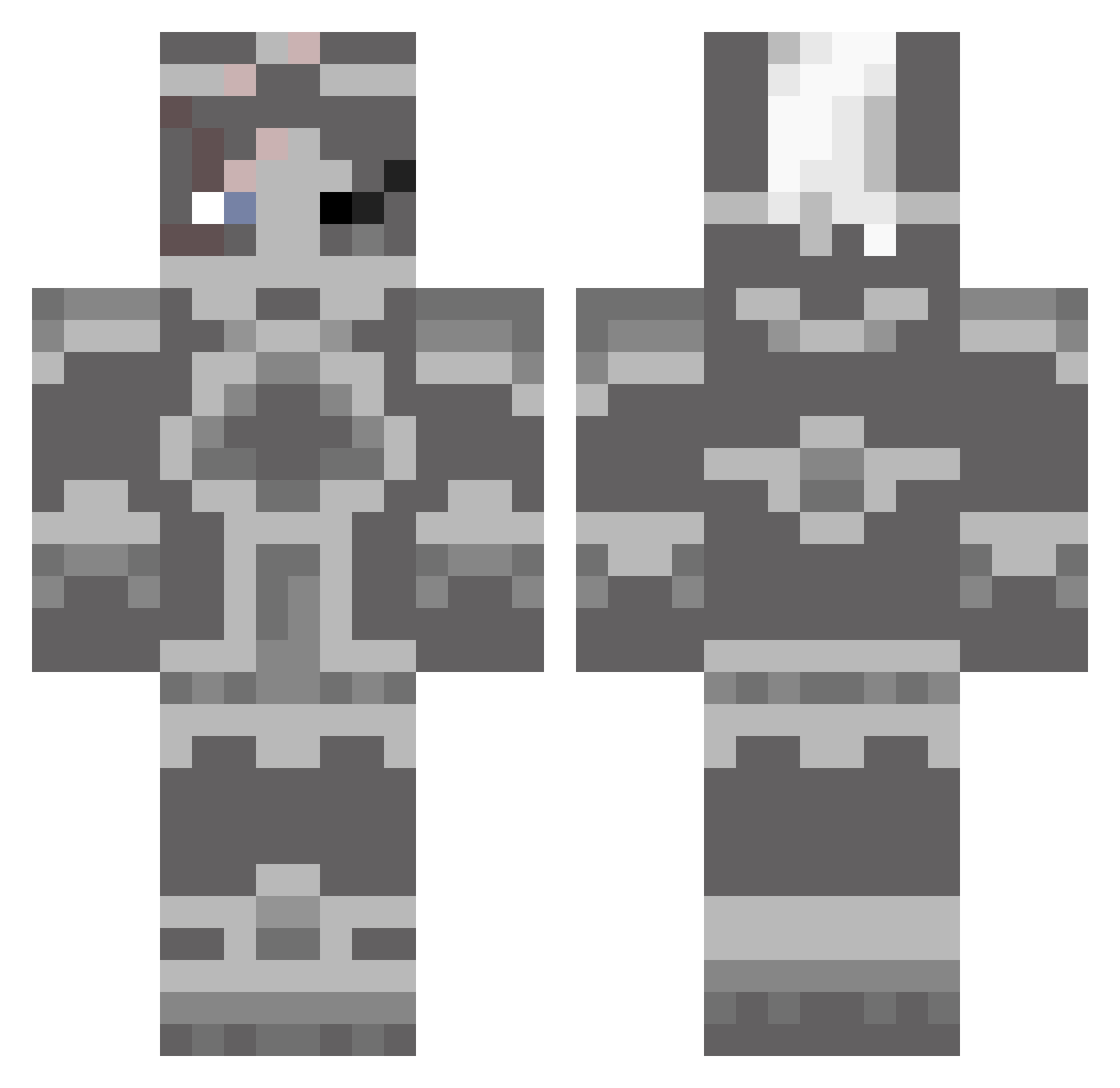 Shatterdknight Minecraft skin, front and back view