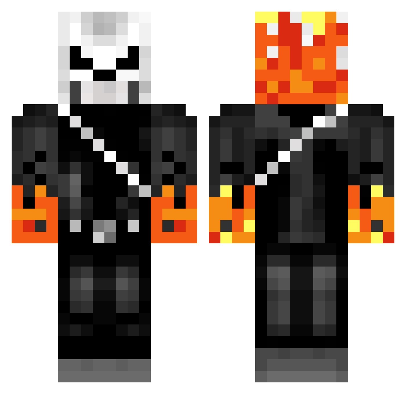 Mucked Minecraft skin, front and back view