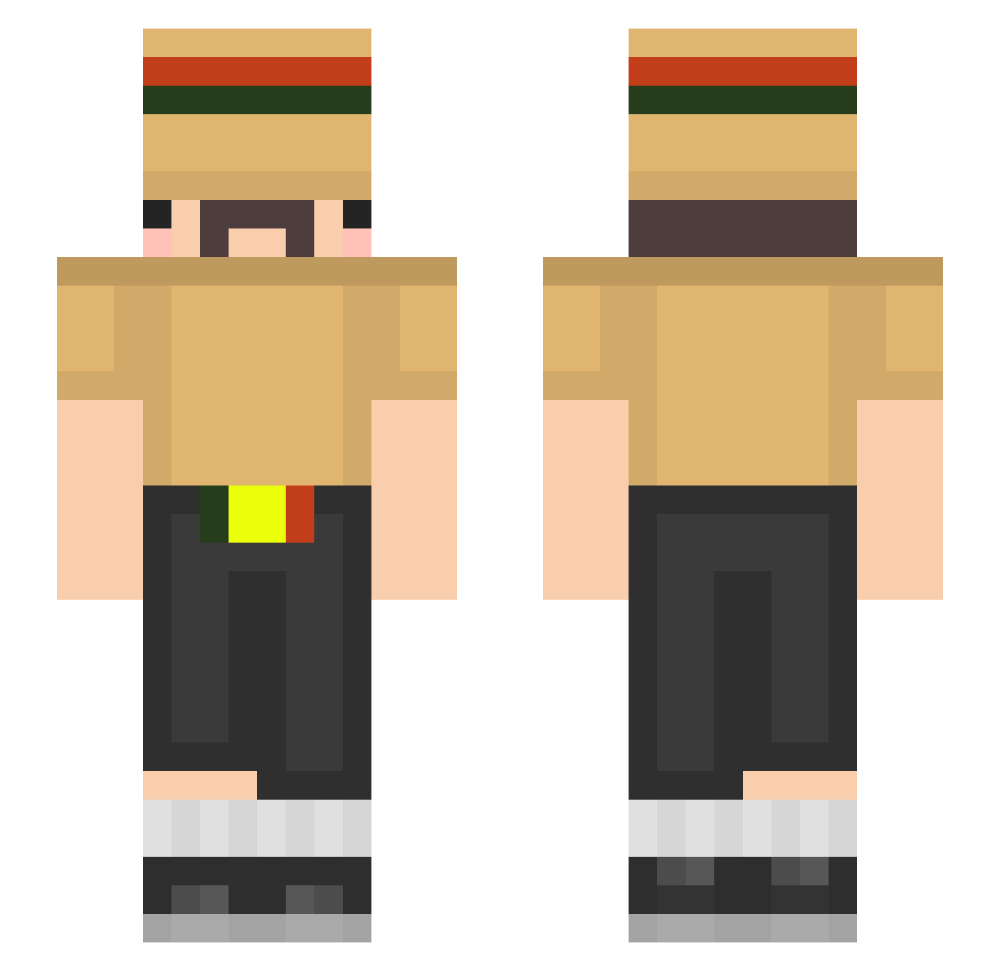 Reframing Minecraft skin, front and back view