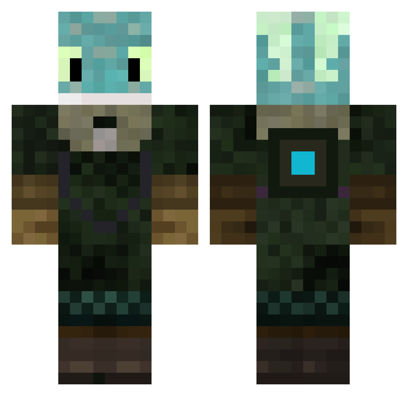JoyceTheLizard Minecraft skin, front and back view