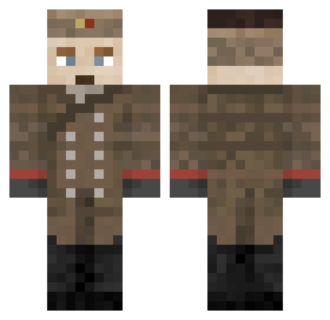 vRavenn Minecraft skin, front and back view