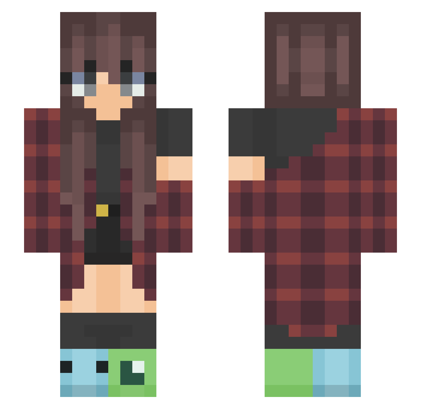 Zyxie Minecraft skin, front and back view