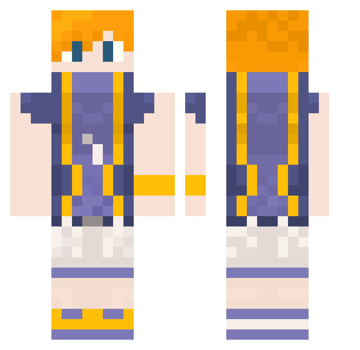 Overflown Minecraft skin, front and back view