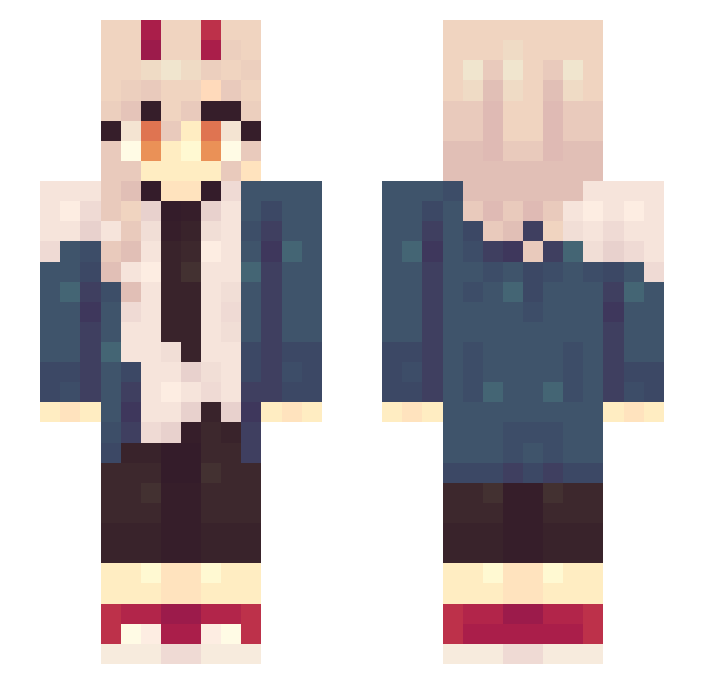 zaphred Minecraft skin, front and back view