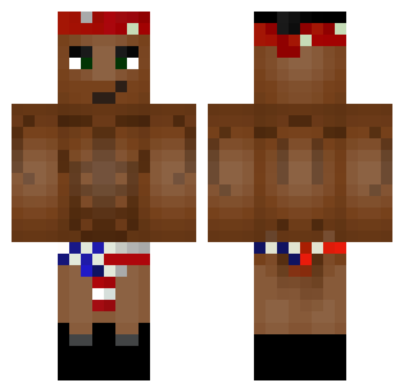 RicardoMilose Minecraft skin, front and back view