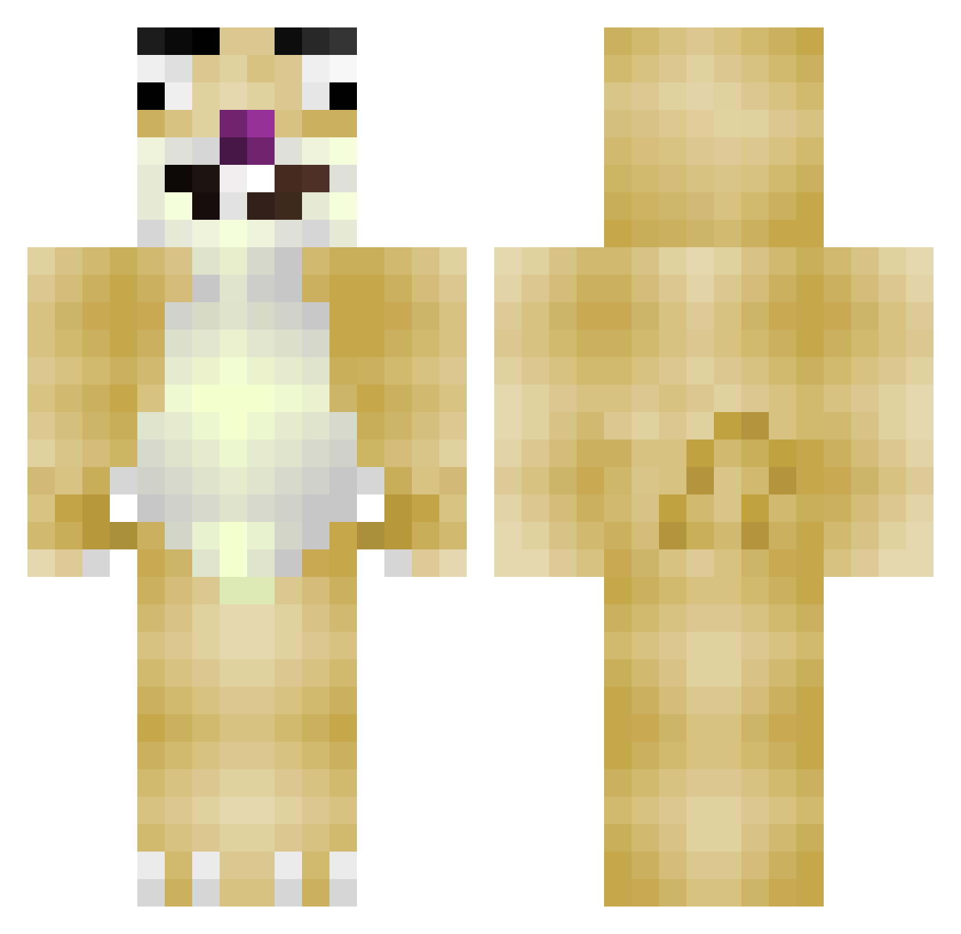 PolewsonNaBombie Minecraft skin, front and back view