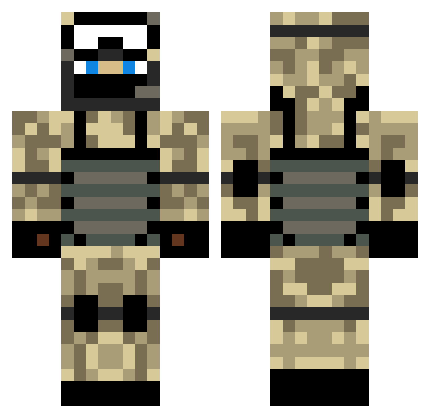 Vipdude13 Minecraft skin, front and back view