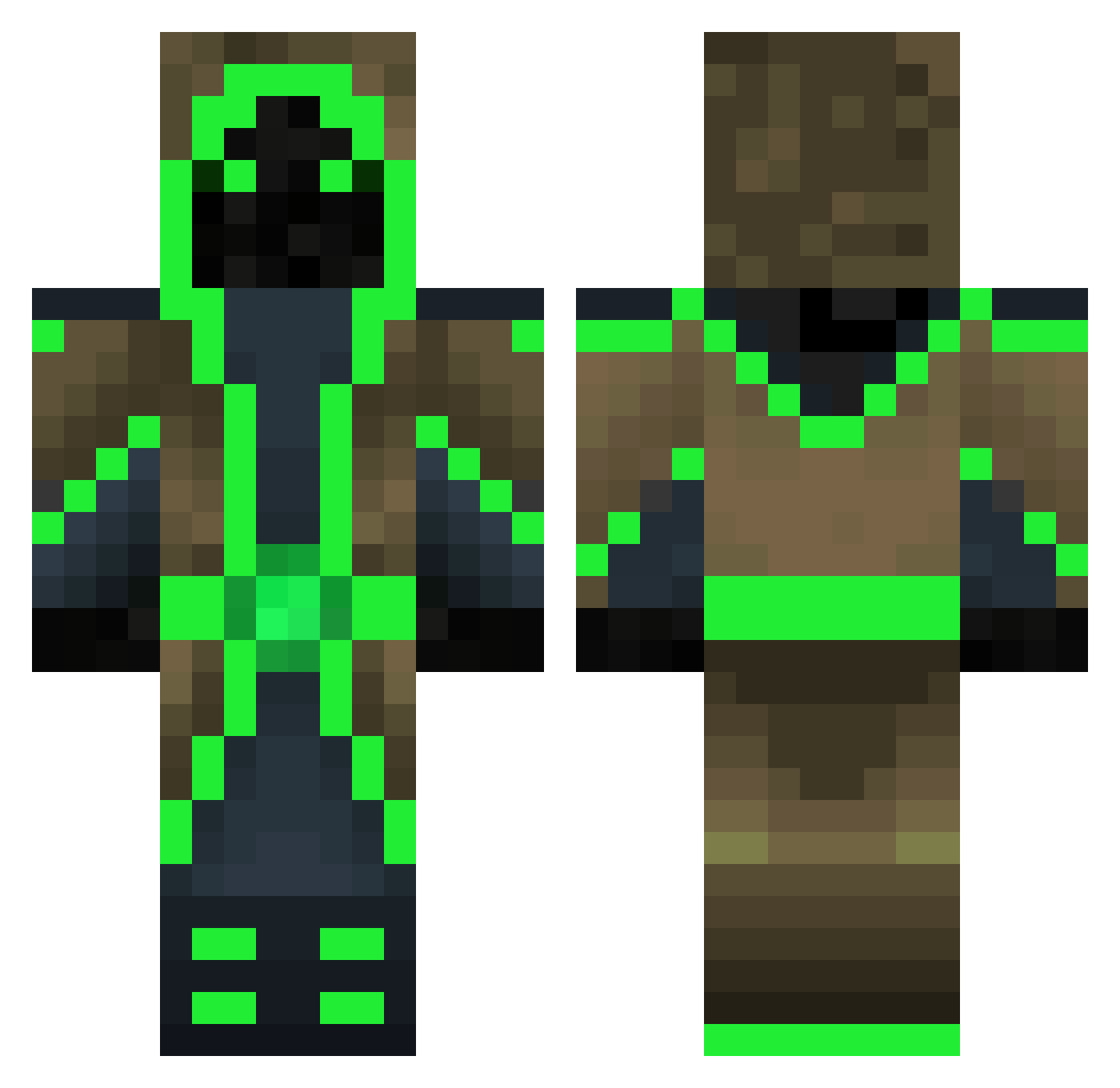 KuroFudo Minecraft skin, front and back view