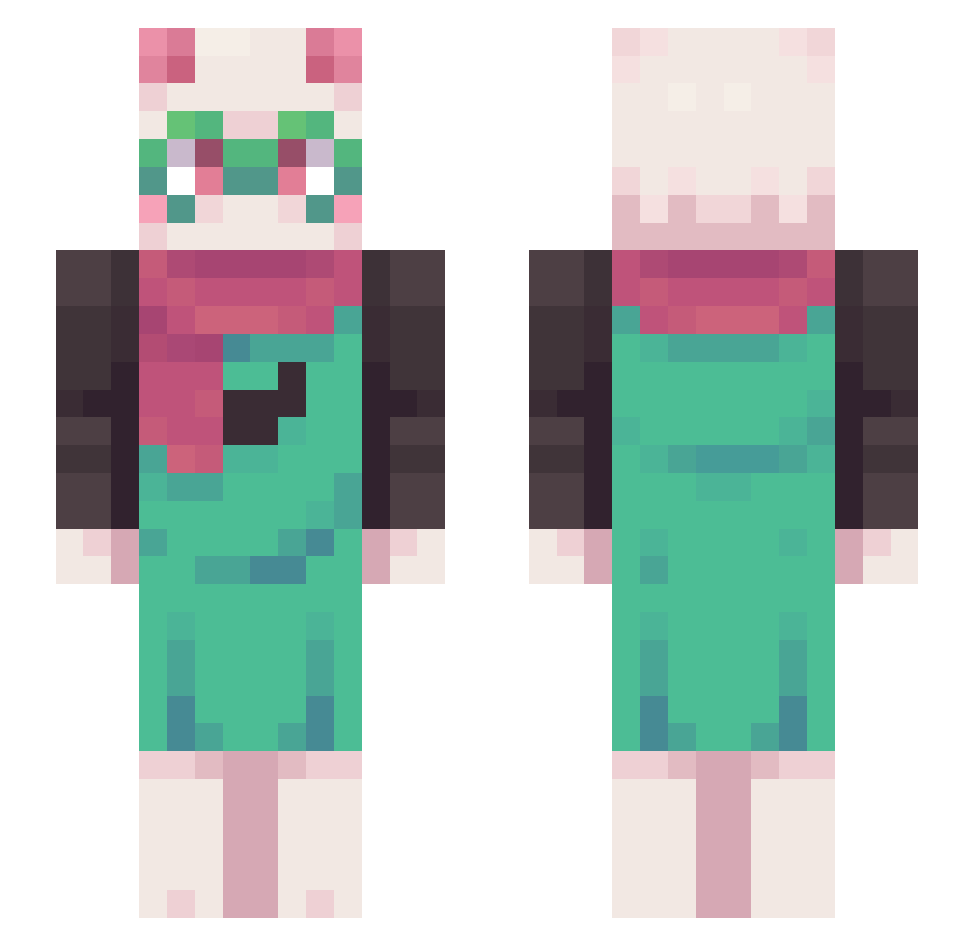 RealNotASpy Minecraft skin, front and back view