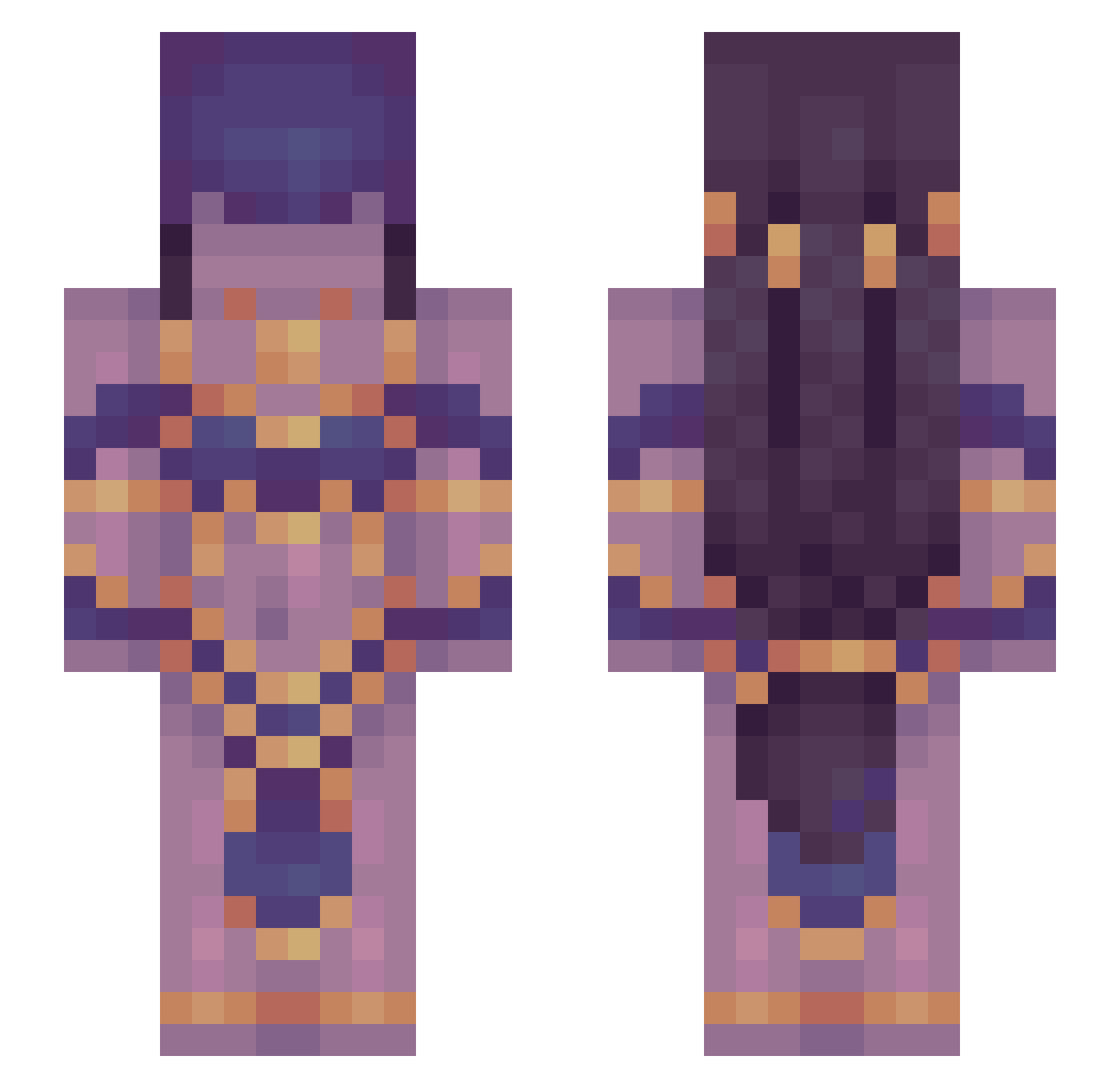 SlashDeathX Minecraft skin, front and back view