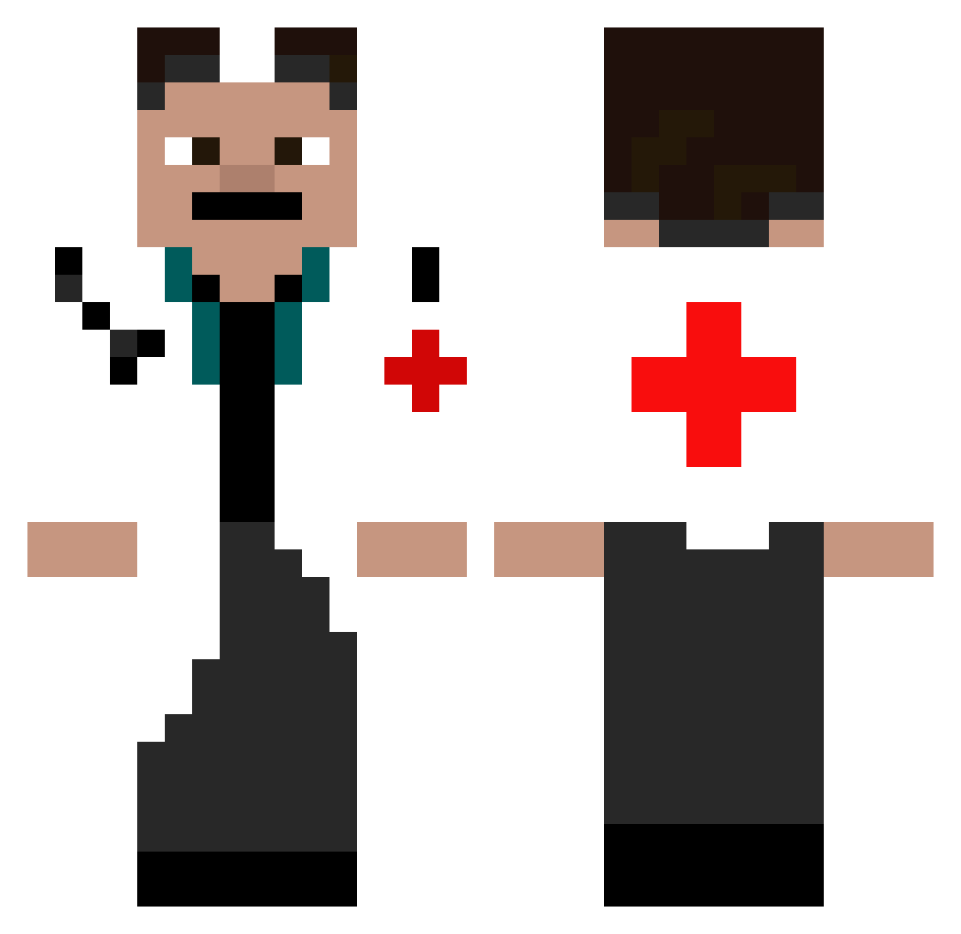 HealerOnly Minecraft skin, front and back view
