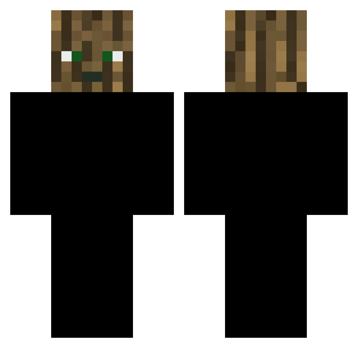 Shrubbed Minecraft skin, front and back view