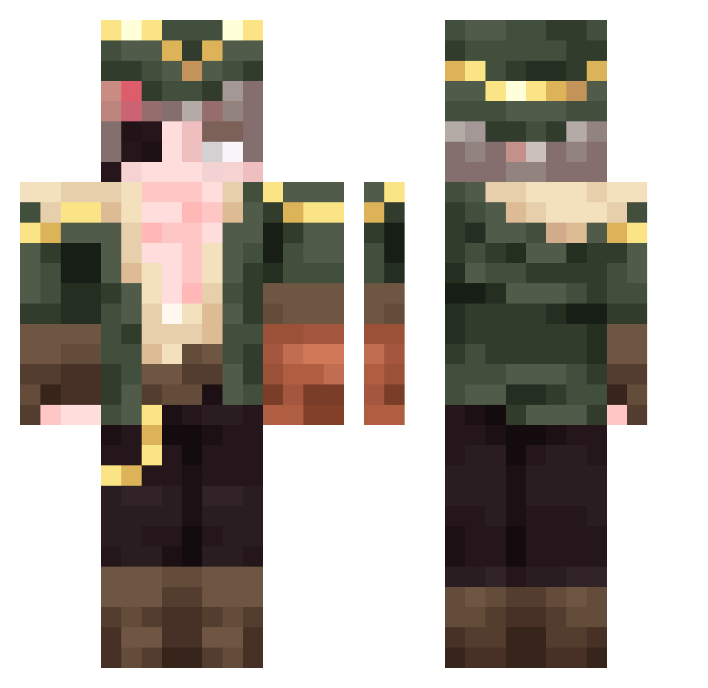 xSquary Minecraft skin, front and back view