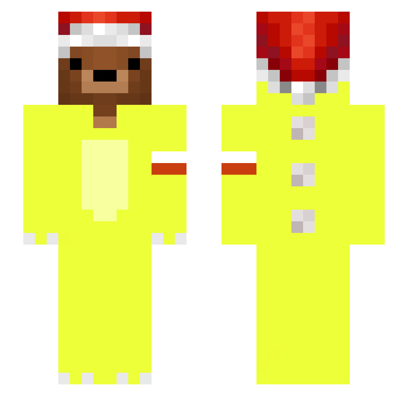 Genderless Minecraft skin, front and back view
