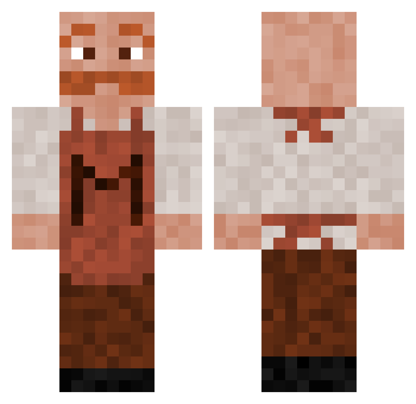 Citing Minecraft skin, front and back view